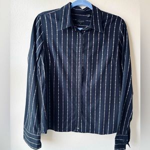 Ted Baker London Embroidered Button Down Shirt Black Cotton - 14